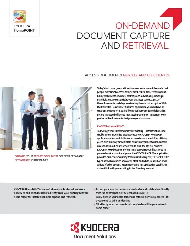 Kyocera, Software, Capture And Distribution, Homepoint Advanced, (Dealership Name)