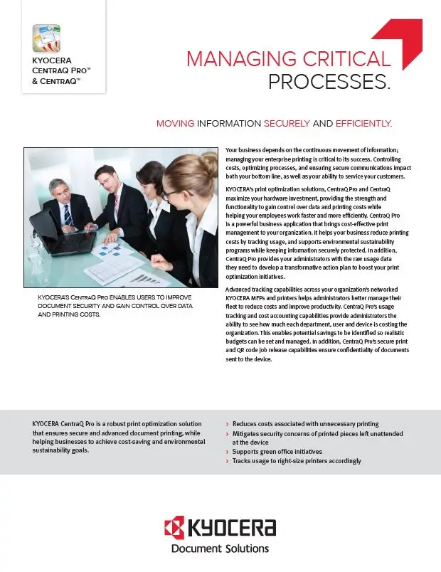 Kyocera, Software, Cost Control, Security Centraq Pro, (Dealership Name)