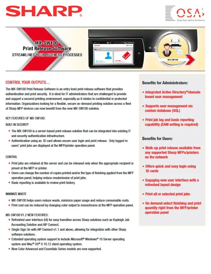 Sharp, print release software, (Dealership Name)