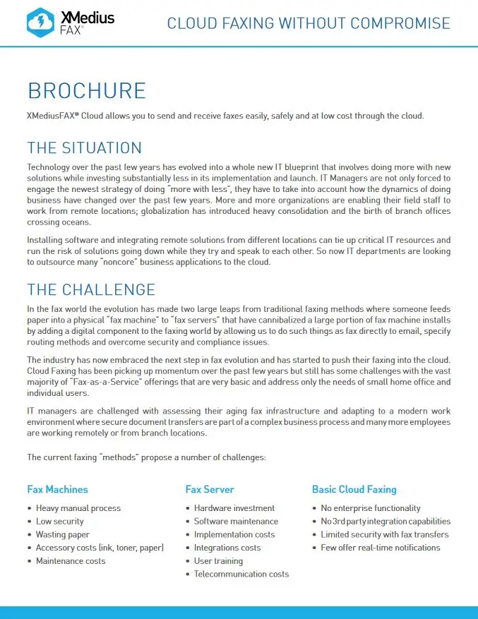 Xmmedius Cloud Fax Brochure, XMedius Fax, (Dealership Name)